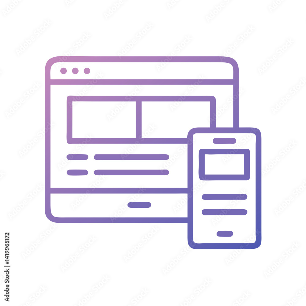 Aufkleber Web and Mobile UI Icon Representing Responsive Interface Design for Cross-Platform Experience