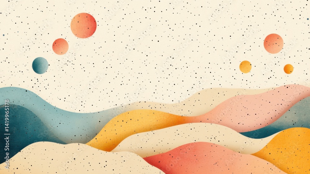 Poster abstract background with soft ecru tones dotted design and eggshell paper texture
