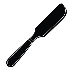 Isolated Black Vector butter knife WIith White Background