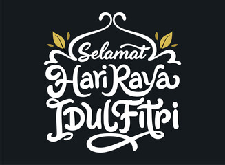 Selamat hari raya idul fitri hand lettering vector illustration
