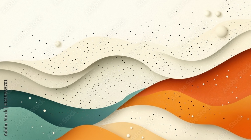 Poster abstract background with soft ecru tones dotted design and eggshell paper texture
