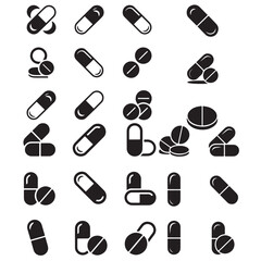medicine and pills vector silhouettes 