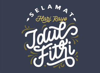 Selamat hari raya idul fitri hand lettering graphic vector illustration