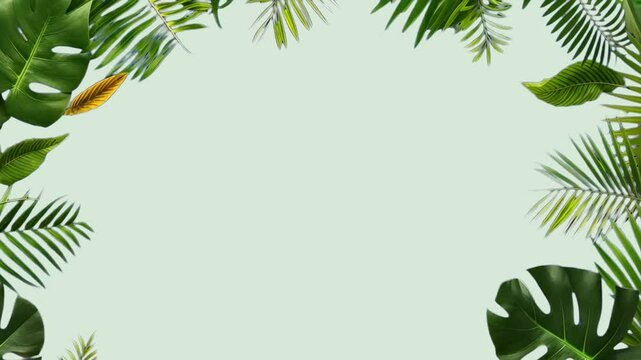 Green leaf border frame animated overlay, transparent 4K video, alpha channel, ProRes 4444