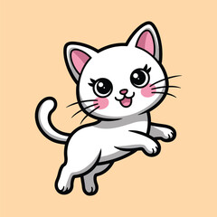 Obraz premium A cute cartoon vector illustration depicts a funny feline kitty, a beloved domestic pet animal