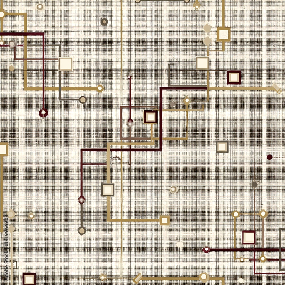 Poster abstract circuitry pattern with interconnected elements neutral background technology aesthetic.