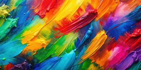 Vibrant Color Strokes on Canvas , artistic expression, colorful strokes