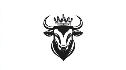 Fototapeta premium Bull Head with Crown, Graphic Design (1)