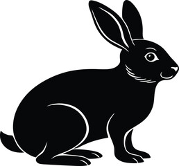 easter bunny rabbit sitting silhouette vector icon, vector illustration of a bunny, vector illustration of a rabbit, black and white rabbit, jumping rabbit symbol illustration on white background.