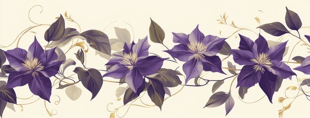 Luxury White Gardenia Border with Golden Stars on Lavender