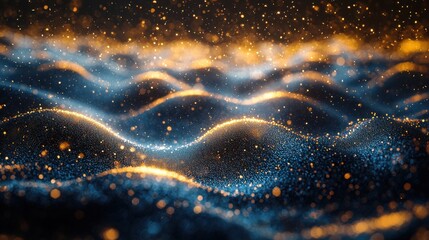 Sparkling Waves of Light in Dark Bokeh Backgrounds and Textures
