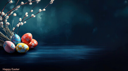 Vibrant Painted Eggs Banner for Easter Holiday