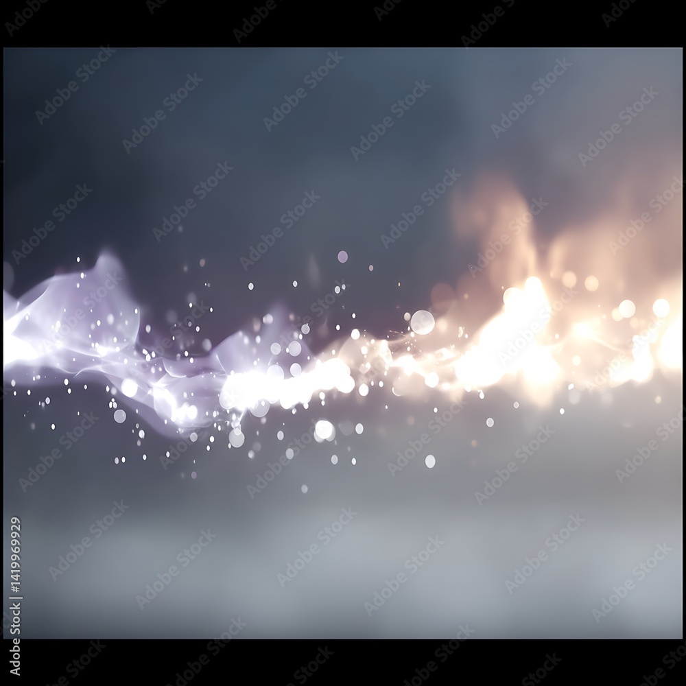 Poster abstract energy stream glowing light and sparkling particles creating a dynamic visual display desig