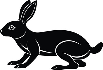 easter bunny rabbit sitting silhouette vector icon, vector illustration of a bunny, vector illustration of a rabbit, black and white rabbit, jumping rabbit symbol illustration on white background.