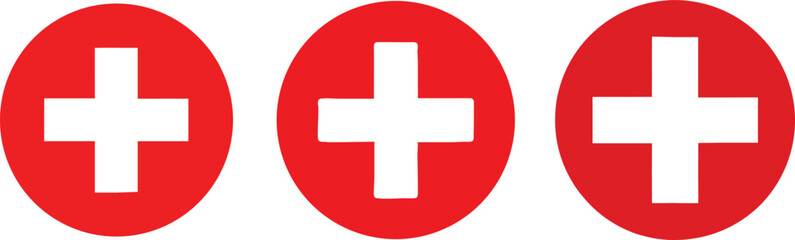 Obraz premium Set For Medical First Aid Plus Red Sign Isolated Vector Illustration