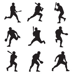 Obraz premium baseball player vector silhouettes