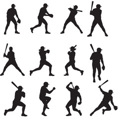 baseball player vector silhouettes