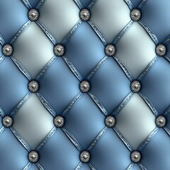 Fototapeta premium Elegant Blue and Silver Textured Fabric with Decorative Buttons