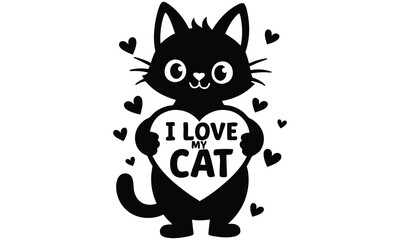 I Love My Cat – Cute Kitty Heart Illustration