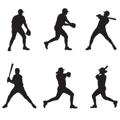 baseball player vector silhouettes