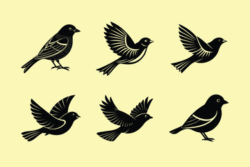 Painted Bunting bird, silhouette vector illustration