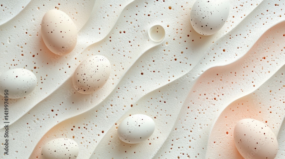 Poster abstract background with soft ecru tones dotted design and eggshell paper texture