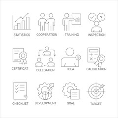 Business Strategy and Development Line Icons Set
