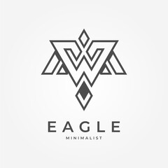 Fototapeta premium Minimal Letter W Eagle Logo Design, modern bird line style logo design, flat design logo template element, vector illustration