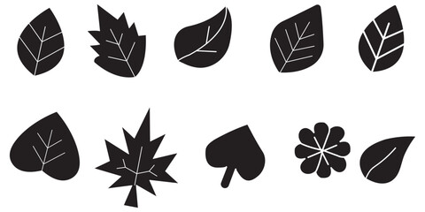 Green leaf icons set. Leaves icon on isolated background. Collection green leaf. Elements design for natural, eco, vegan, bio labels. Vector illustration EPS 10