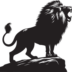 Majestic Lion Standing on Stone – Wild Animal Vector Illustration