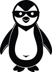 Fototapeta premium penguin cartoon character wearing sunglass, happy funny penguin wearing sunglass vector icon, cute penguin walking symbol icon, illustration of face reaction penguin silhouette on white background.