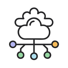 abstract digital web cloud SaaS Icon – Data Node Line Art. Digital Infrastructure Business Hosting System
