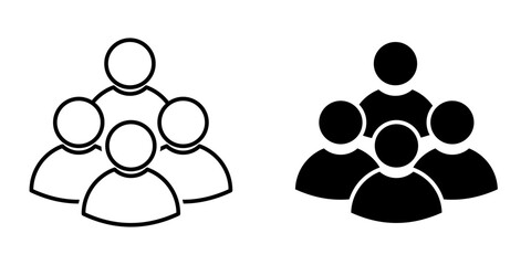 People, Human, Person thin line icon set. Symbol of Containing participans, Group, Team, Organization, Population, Audience, Member. Vector illustration.