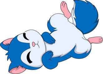 Sleeping Cartoon Musang Cute Blue Animal Character Illustration