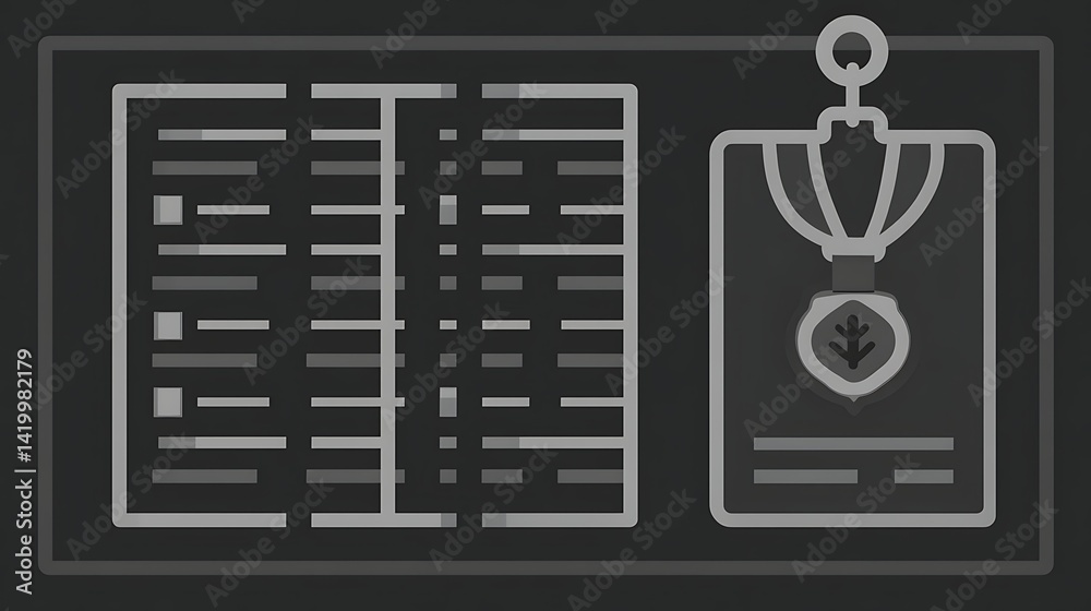 Poster achievement recognition system data interface with award leaf emblem user platform application