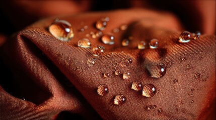 Brown Fabric with Water Droplets