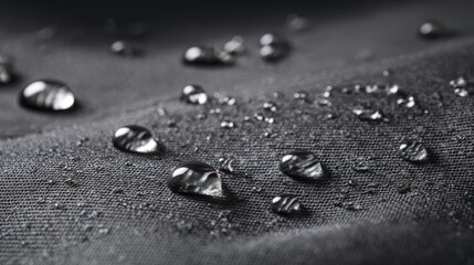 Water Droplets on Dark Fabric