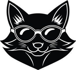 head of dog, angry dog illustration, vector illustration of a dog, sitting dog silhouette icon, black and white dog, dog head vector, funny sunglass wearing dog on white background.