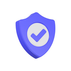 Shield checkmark secure 3d icon realistic