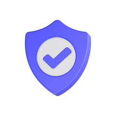 Shield checkmark secure 3d icon realistic