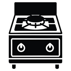 Isolated Black Vector gas stove WIith White Background