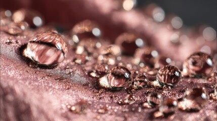 Water Drops on Pink Fabric