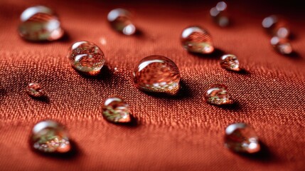 Water Droplets on Orange Fabric