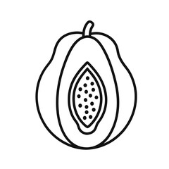 papaya outline icon on white background