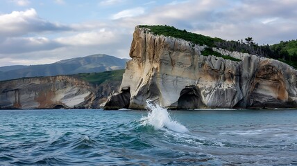 Island blue sea and rocks in Greece landscape nature travel destinations moody scenery greek landmark