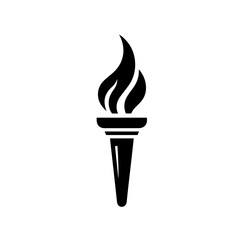 A sleek black torch with stylized flames is depicted on a pristine white background, ready for diverse uses.