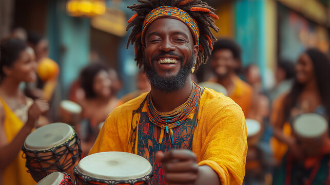Energetic Drummer at Berlin Karneval der Kulturen Parade