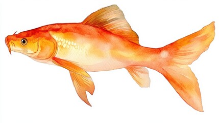 Graceful goldfish painted in watercolor style