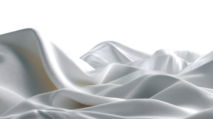 Silky Fabric: A close-up shot unveils the soft, fluid elegance of a pristine white fabric, its folds and waves dancing in the light, invoking a sense of luxury and tranquility.