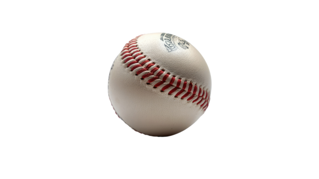 Baseball in Isolated Clarity: A pristine baseball, with its intricate red stitching detail, rests in clear focus, showcasing the iconic design and inviting a sense of athletic anticipation.